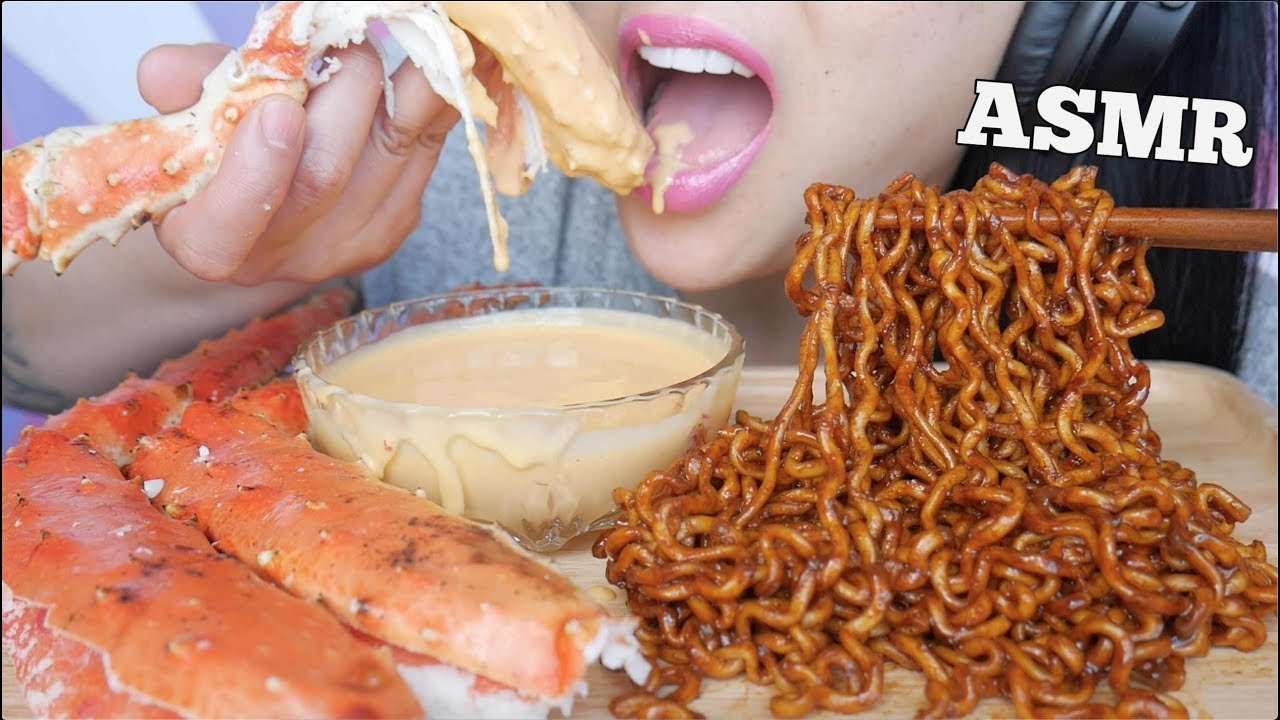 ASMR KING CRAB Cheese Sauce + SPICY BLACKBEAN NOODLES (EXTREME EATING SOUNDS) NO TALKING | SAS-ASMR