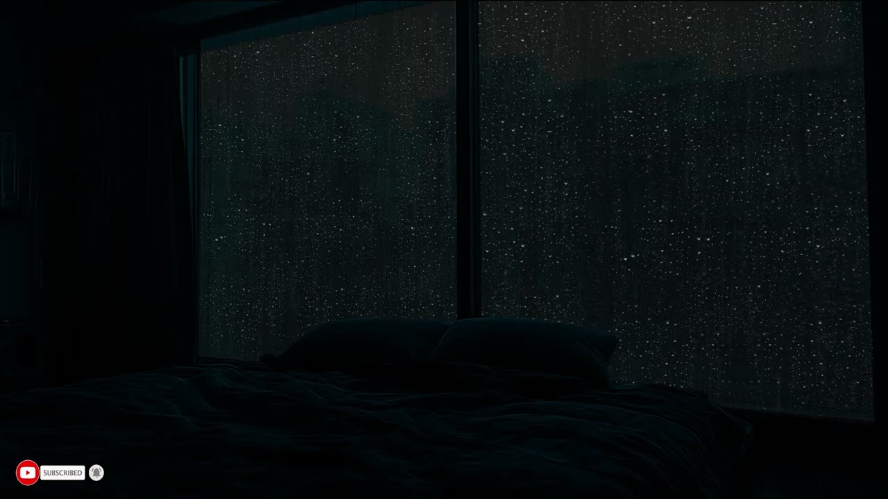 Distant Rain Surrounds A Shadowed Room Inviting Stillness Sleep And Late Night Reflection