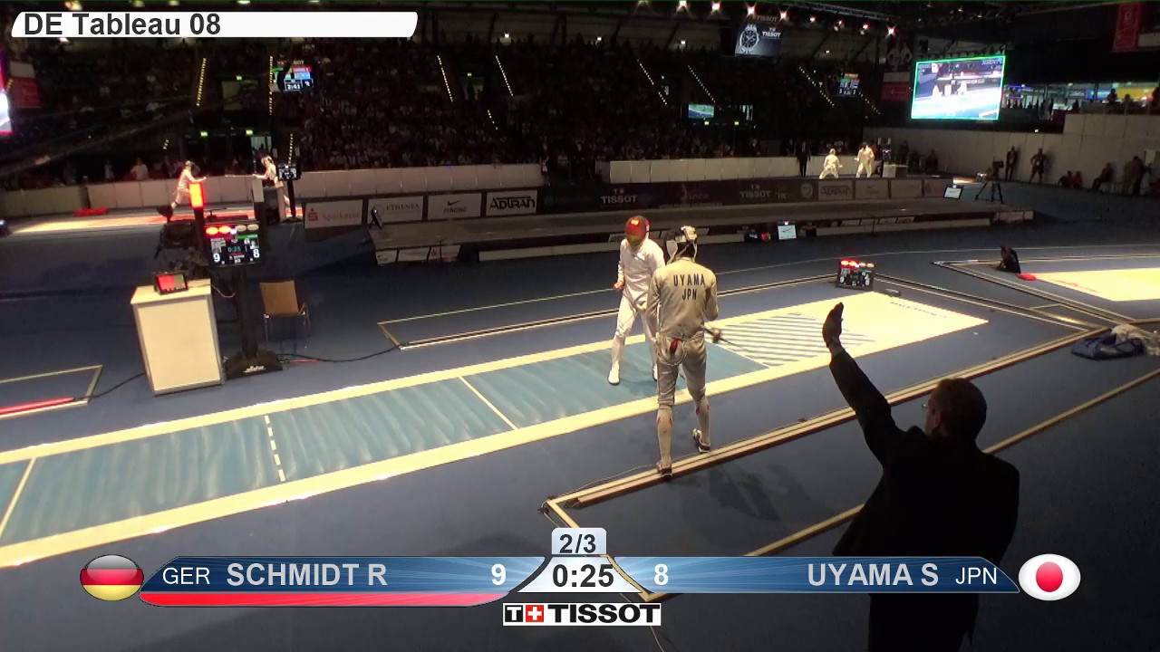 FE M E Individual Leipzig GER World Championships 2017 T08 03 blue SCHMIDT GER vs UYAMA JPN