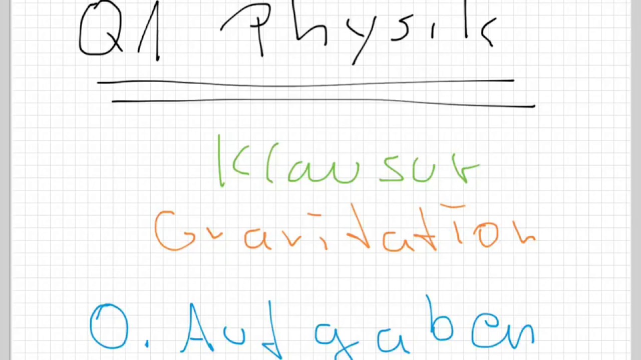 Q1 Physik/ Gravitation / Klausur - 0. Aufgaben