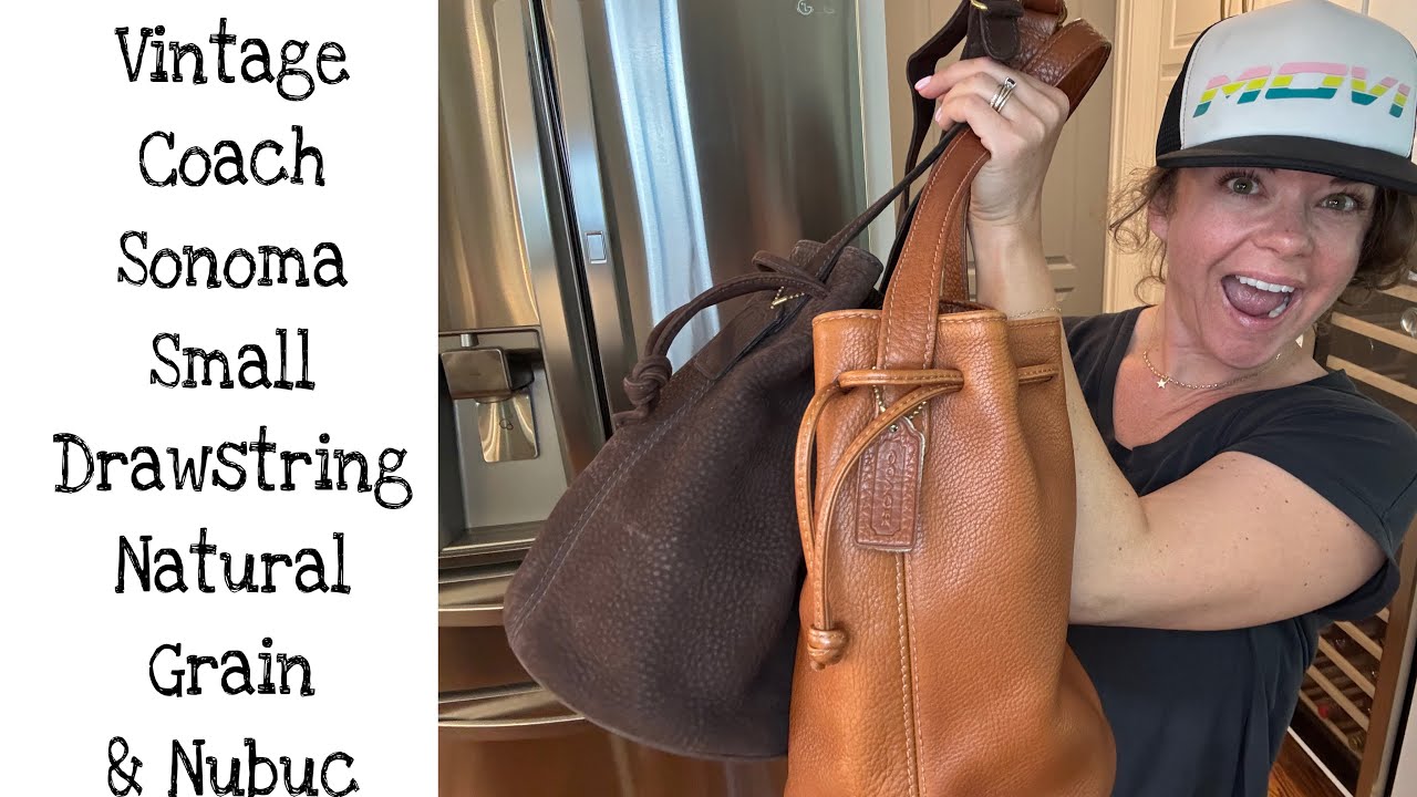 Vintage Coach Sonoma #4905 Small Drawstring Natural Grain #4931 Nubuc