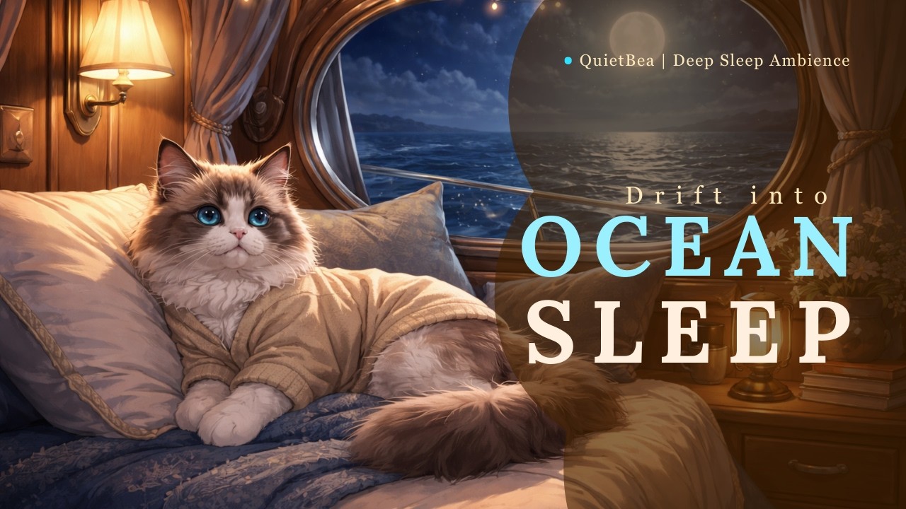 Sleep with Bea 🌊 Gentle Waves & Deep Sleep Sounds in Ocean Cabin at Night