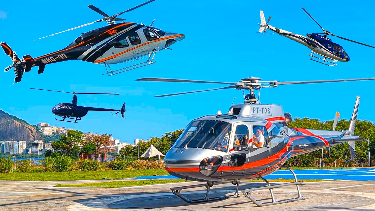 VERY BUSY Helipad in Brazil! - Airbus H125 | Robinson R44 | Bell 429