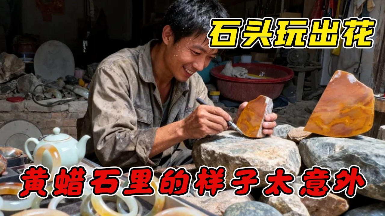 收到粉絲送的黃蠟石，迫不及待馬上開切，裡面的樣子太意外！