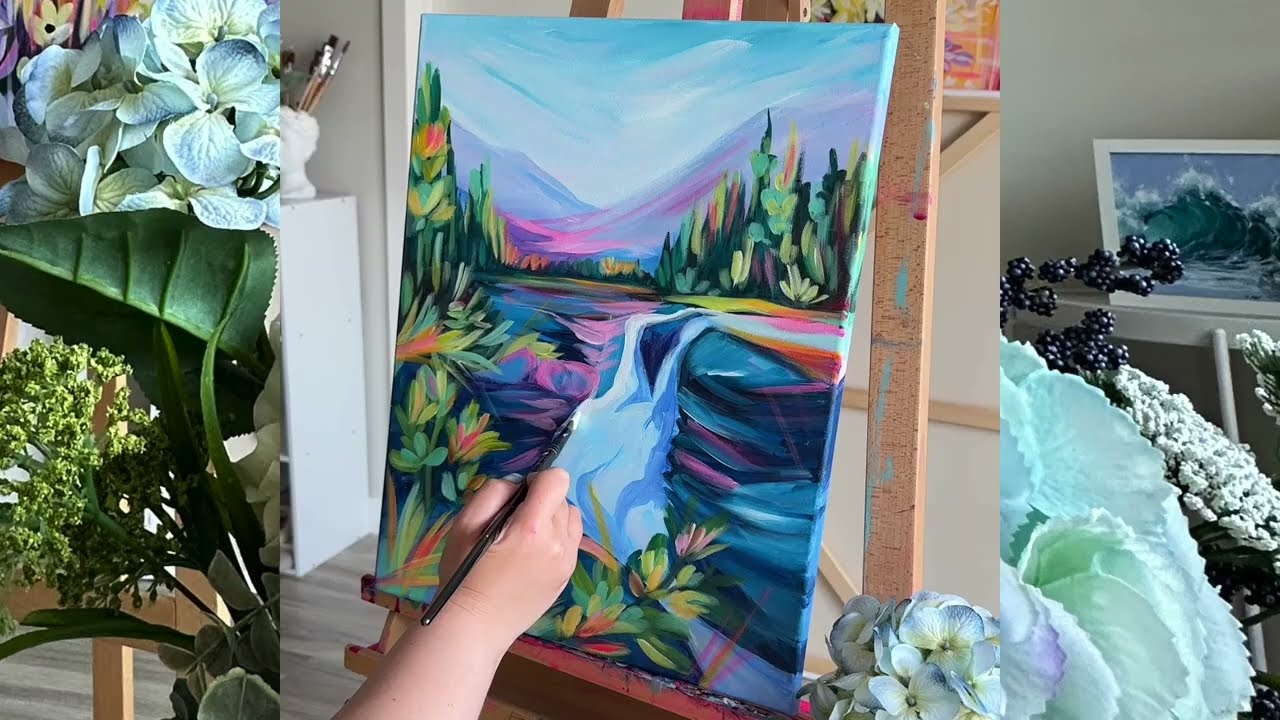 Почему я рисую акрилом? | Подкаст художника в Канаде | Acrylic Nature Process Video with Athabasca