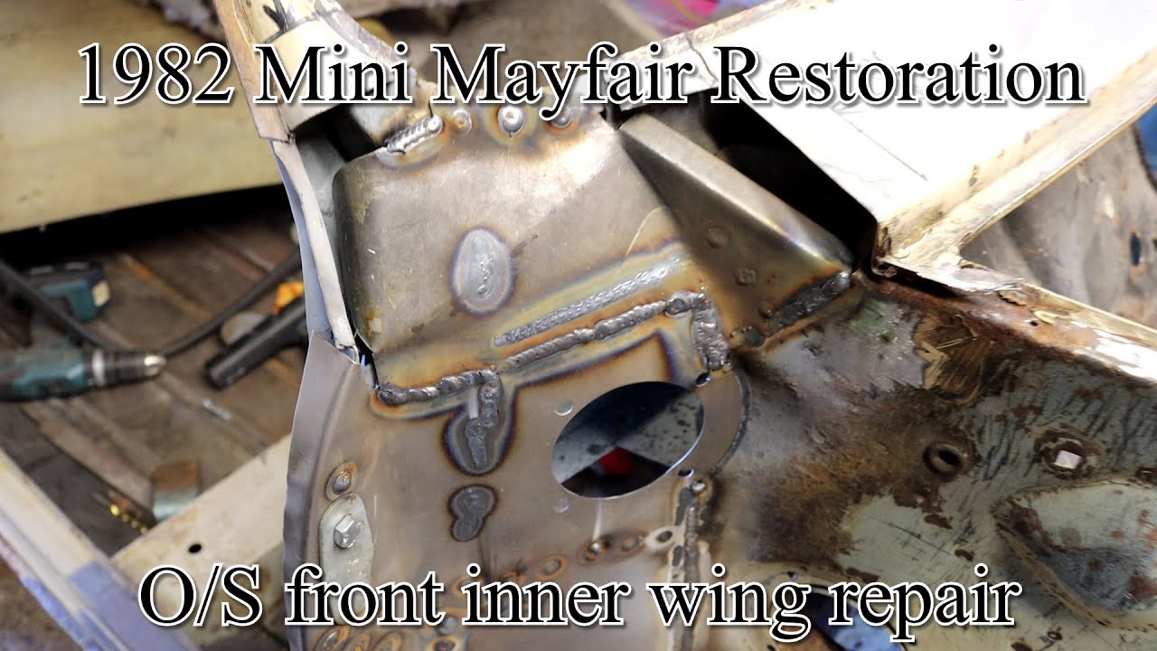 1982 Mini Mayfair Restoration, front O/S inner wing repair (the vent)