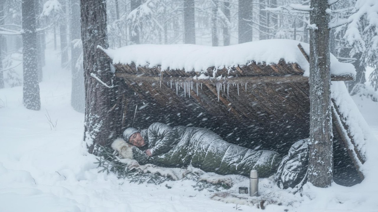 2 Days Alone in a -31°C Blizzard | Hot Tent Survival Shelter | Winter Camping