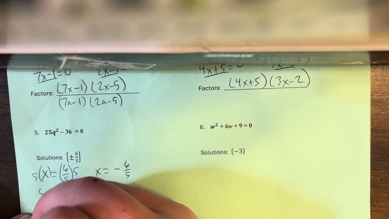 Notes 8.4 Converting Solutions to Factors