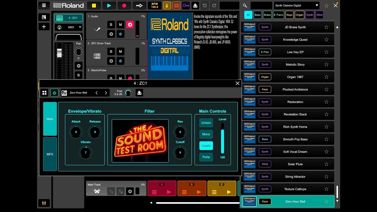Roland Zenbeats - Digital Synth Classics - Sounds From the D-50, JD-800 & JP-8000 - iPad Demo