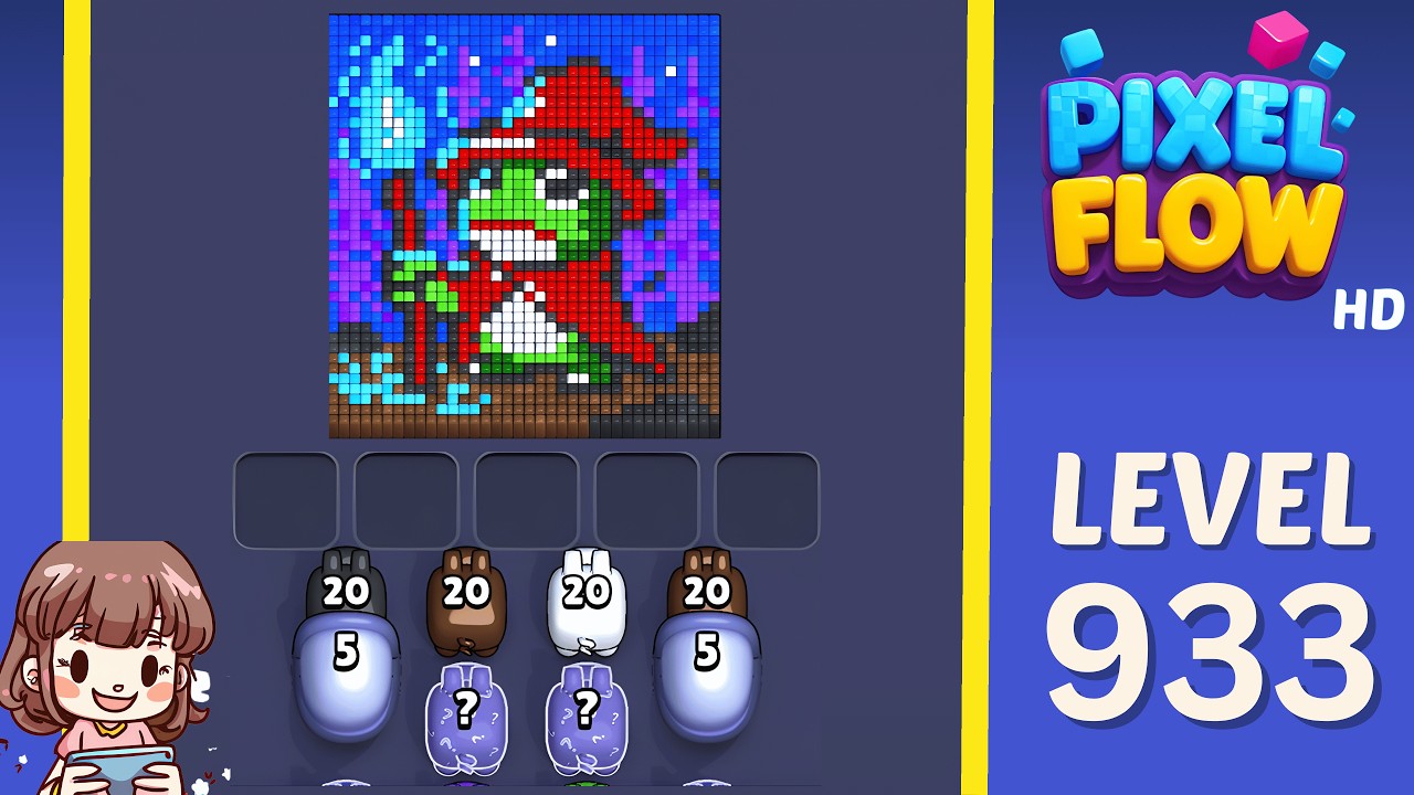Pixel Flow Level 933 Solution Walkthrough