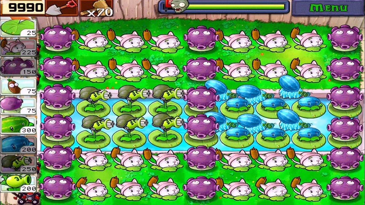 Plants vs Zombies • Gatling Pea & Winter Melon + Cattail & Gloom shroom vs Zombies • FullWalkthrough