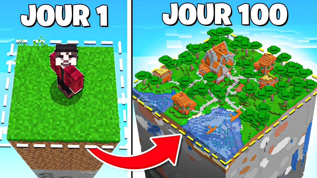 J’ai Survécu 100 JOURS dans un CHUNK QUI S'AGRANDIT Hardcore sur Minecraft !