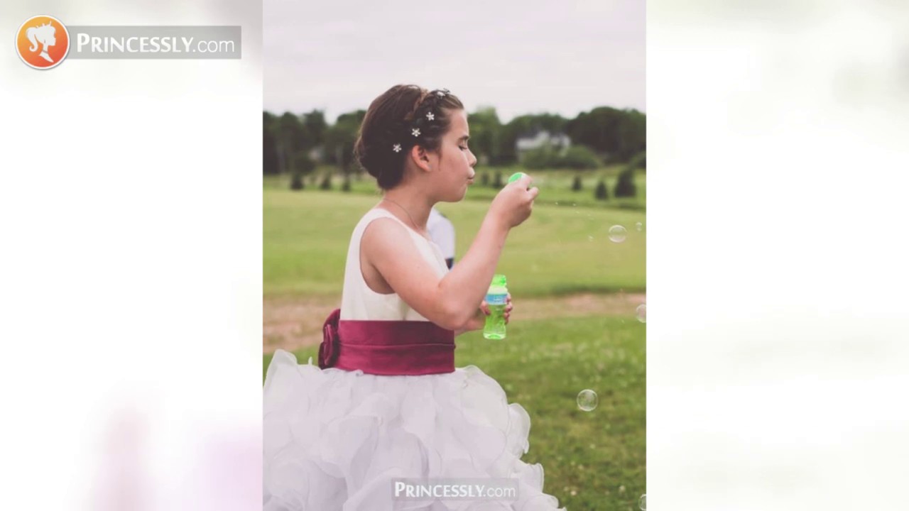 Ball Gown Satin Ruffled Organza Skirt Blue TUTU Flower Girl Dress | Princessly Dresses
