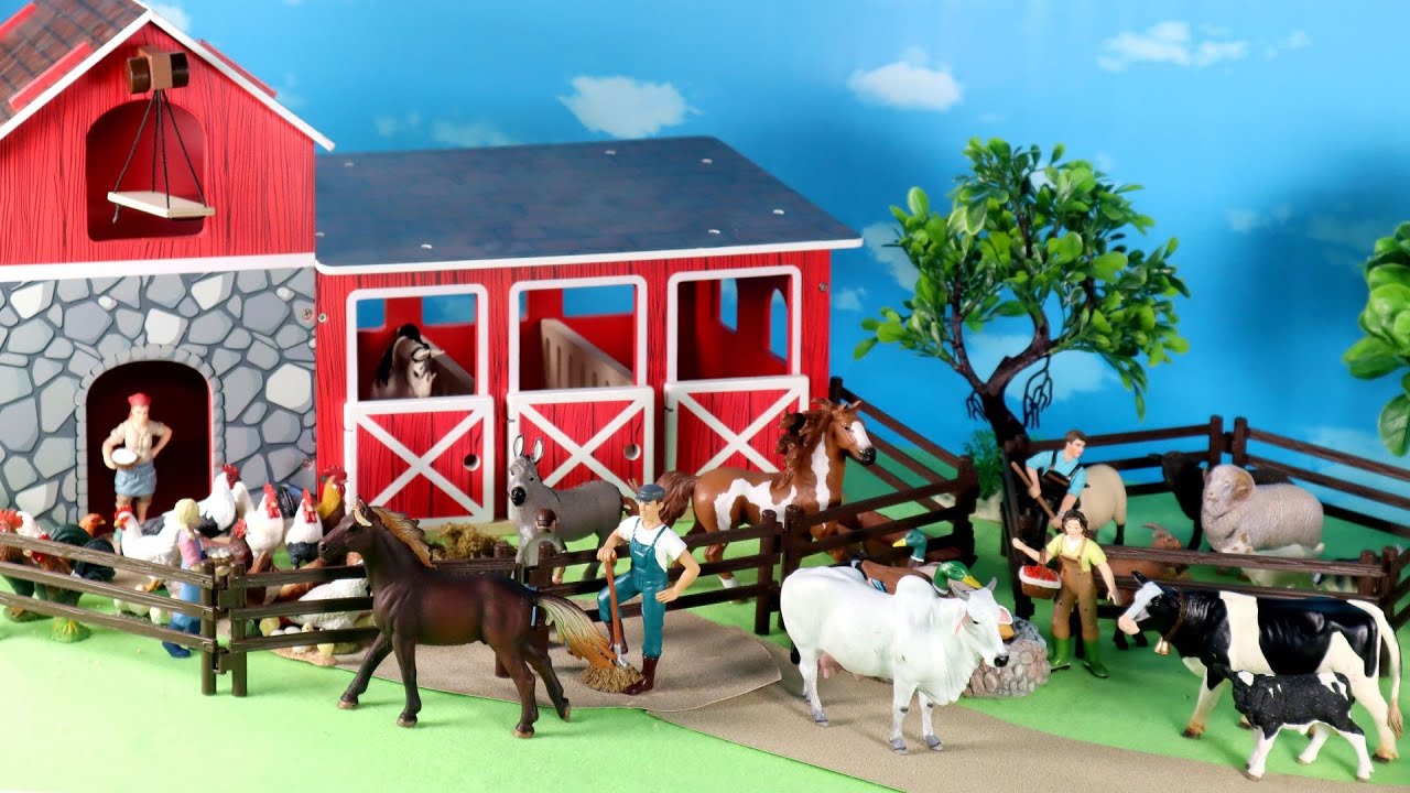 Fun Small Farm Village   Horses Cattle and Barnyard Animal Figurines