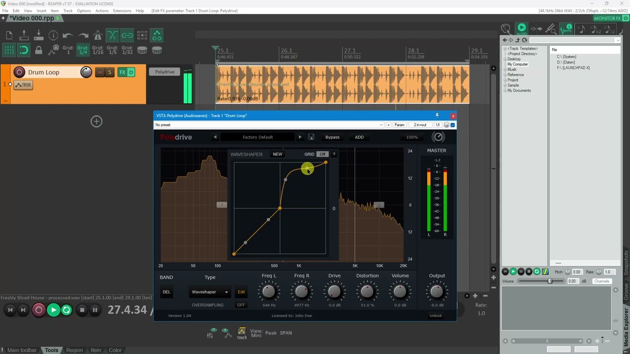 Polydrive - Multiband Distortion with Waveshaper