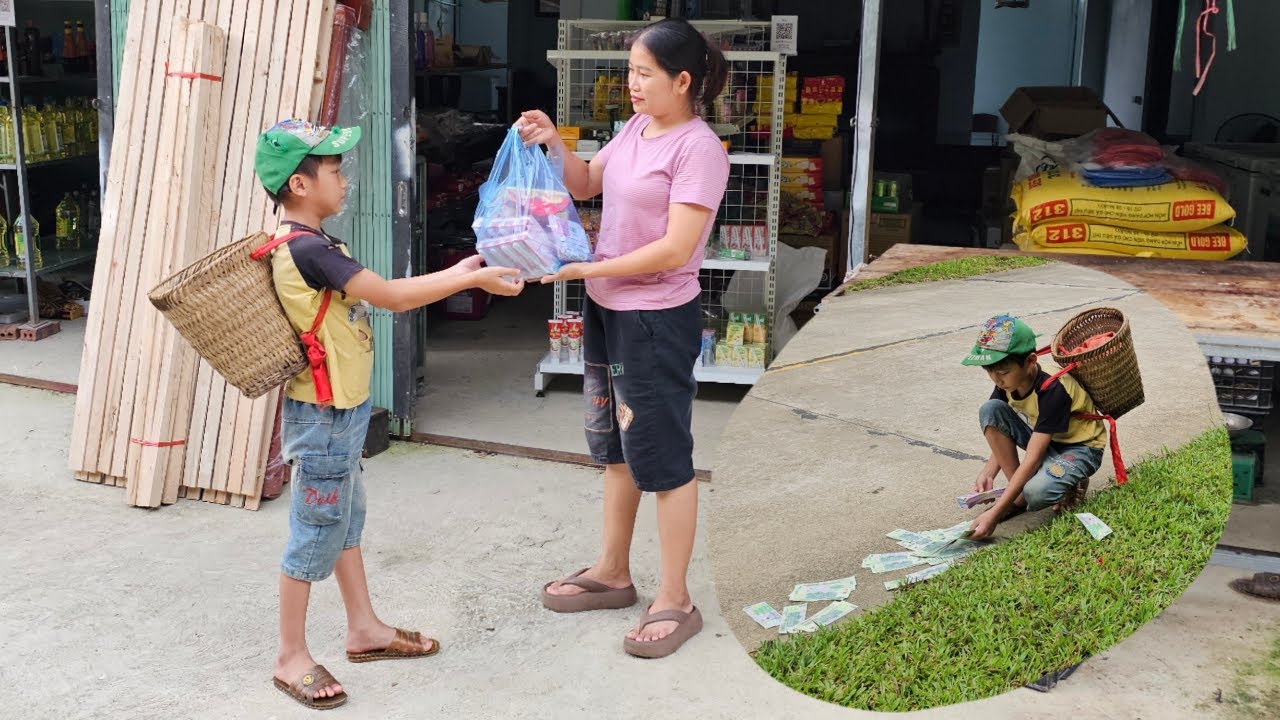 The orphan boy Nu received a gift from the kind shop owner after returning the money she lost.