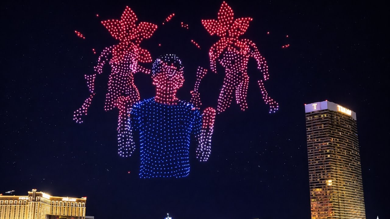 Stranger Things S5 Drone Show in Las Vegas NV 4K