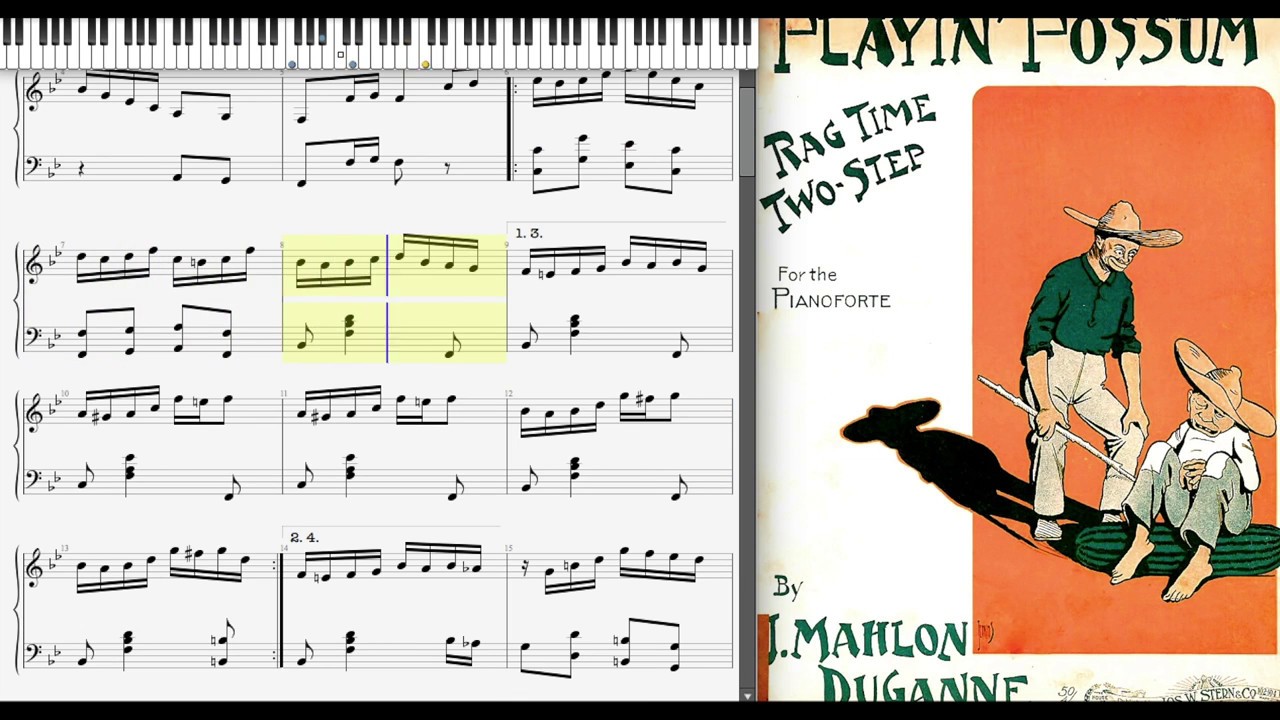 Playin' Possum by Mahlon Duganne (1909, Ragtime piano)