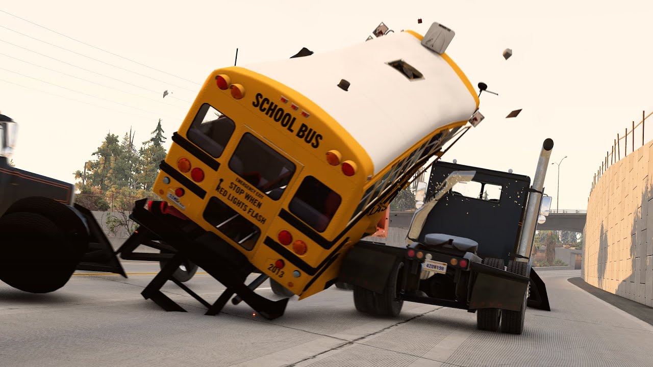 School BUS VS Police Chase 6 - BeamNG Drive Realistic Crashes