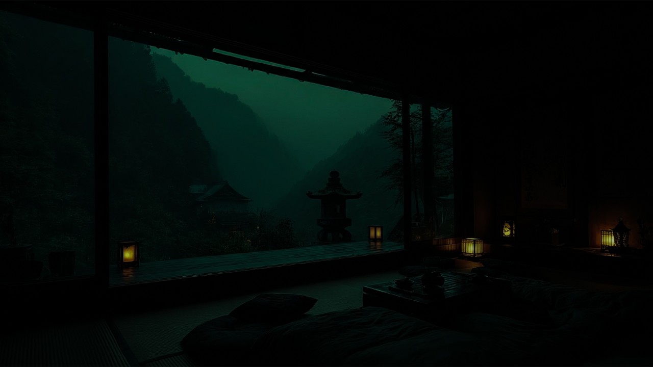 Night Rain Beyond the Quiet Room | To Calm the Mind and Sleep in 2 Minutes 🌧️(NO ADS)