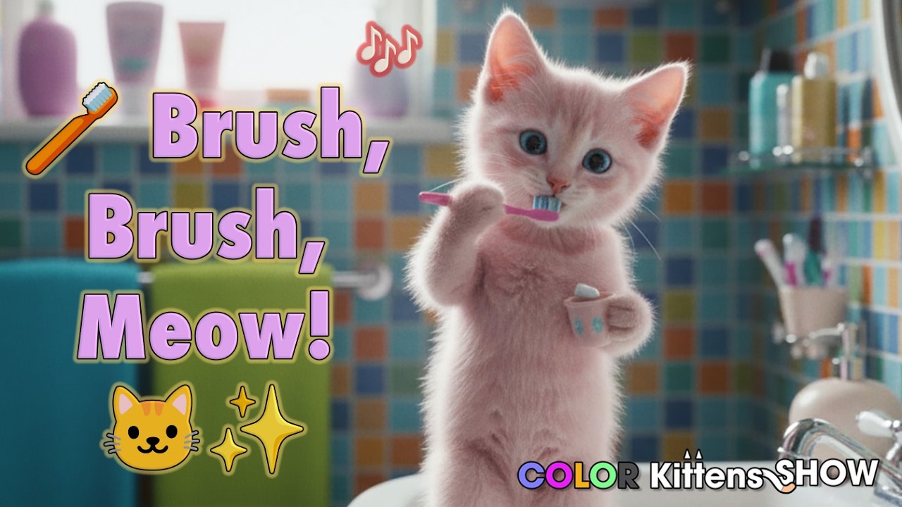 🪥 Brush, Brush, Meow! 🐱✨ Fun Tooth Brushing Song for Kids | Healthy Smiles with 5 Cute Kittens! 🦷🎵