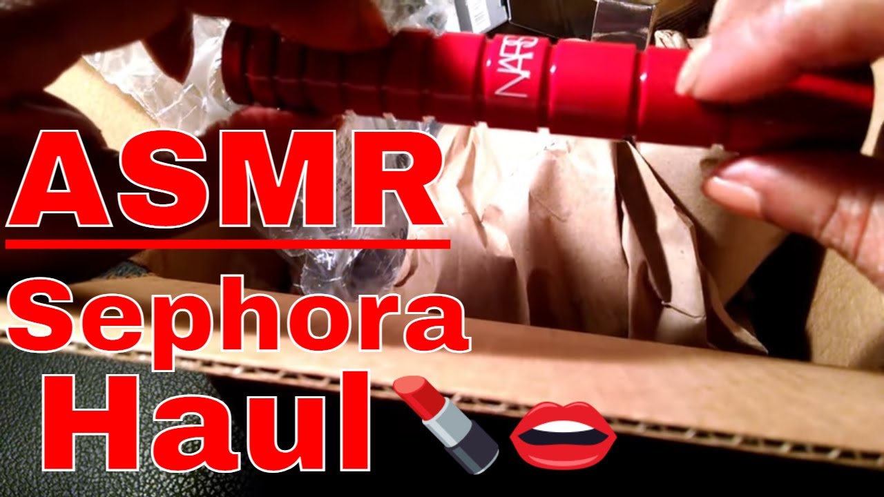 ASMR Sephora Haul 💄💋 Crinkly Plastic Bubble Wrap Whispering Gum Chewing Gentle Hand Movements