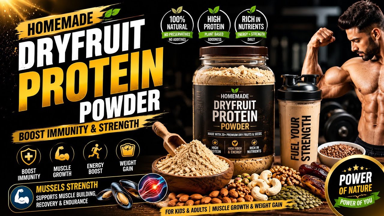 Homemade DryFruit Protein Powder |Boost Immunity & Strength mussel growth #protienpowder #gymprotein