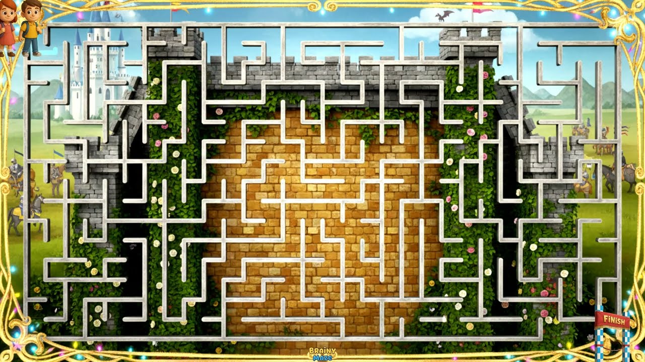 Maze Game Challenge | Solving the Princess and Knight Theme Maze Puzzle Animated  Solution Labyrinth