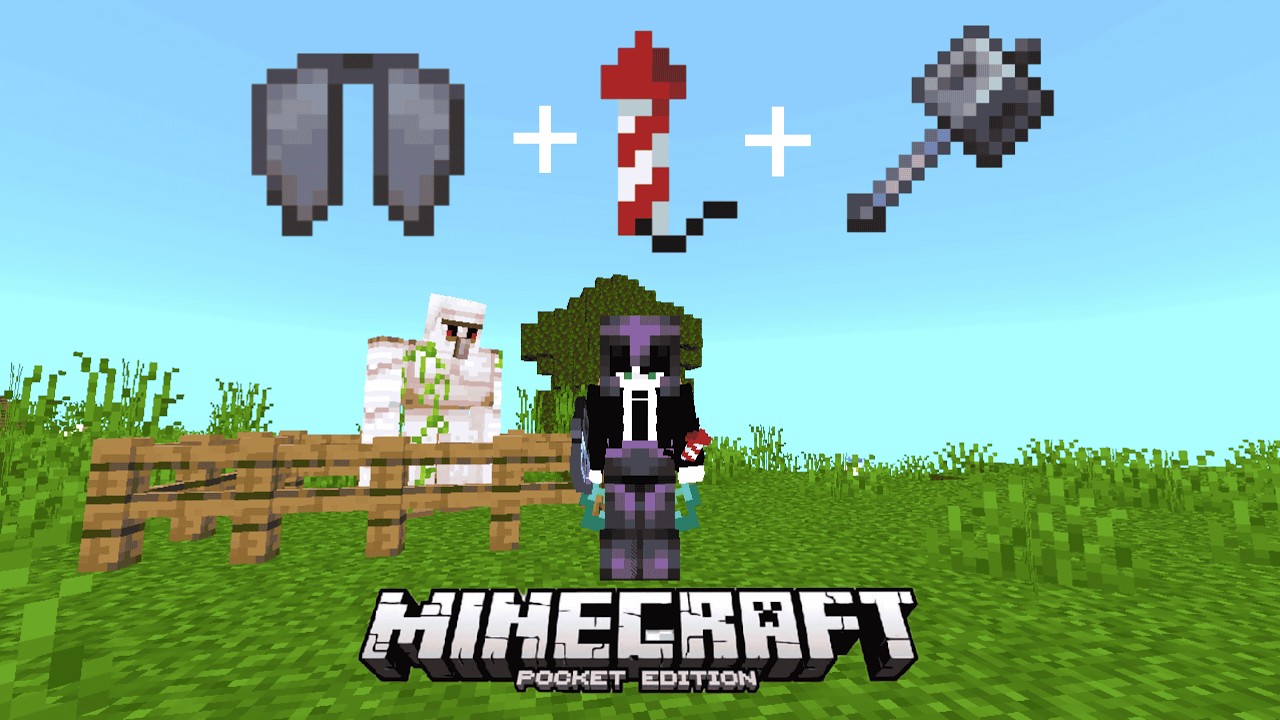 How to Elytra+Rocket+Mace Combo in Minecraft Pocket Edition