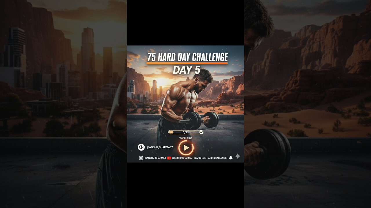 Day 5 completed of 75 Hard Challenge 💪No excuses. No shortcuts. Only discipline 🔥Subscribe for daily