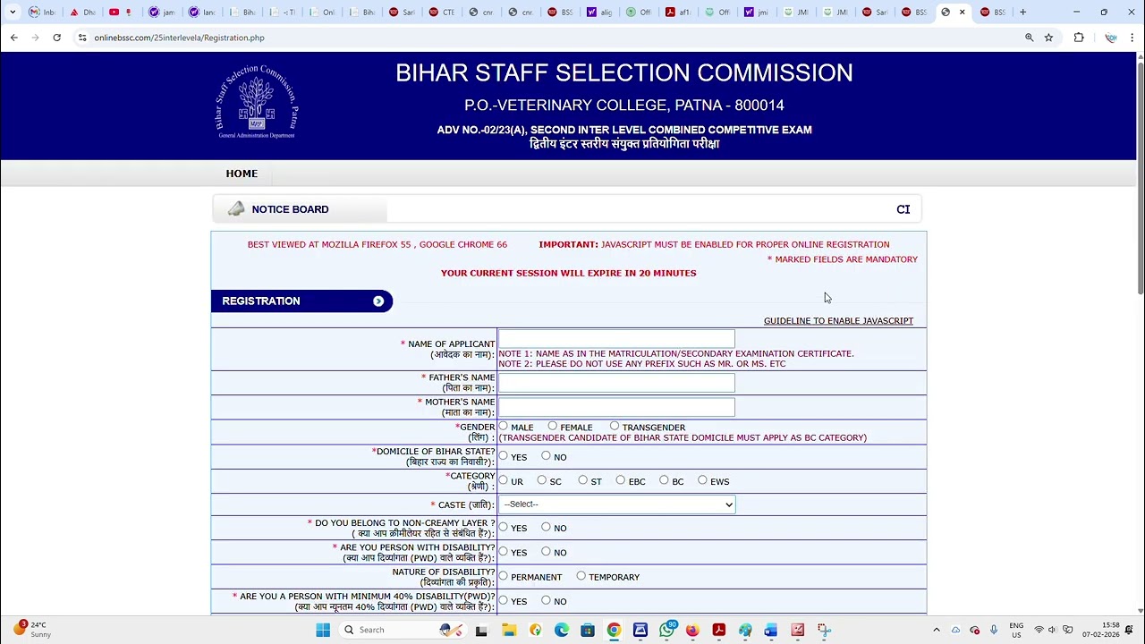 Bihar BSSC Inter Level Online Form 2026 (25,311 Post) Date Extend