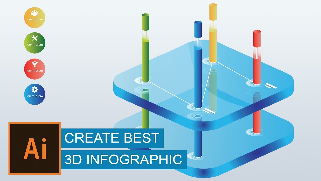Learn how to create best 3D Infographic creative in Adobe Illustrator |  3d Infographic | ai