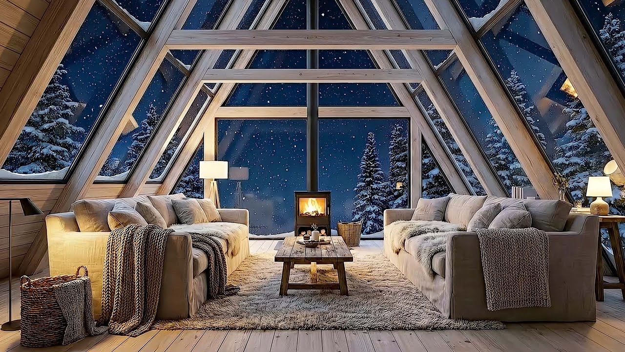 ❄️3 HOURS NO ADS Winter Piano with Flowers  Fireplace Calm Emotions Study Meditation Relax