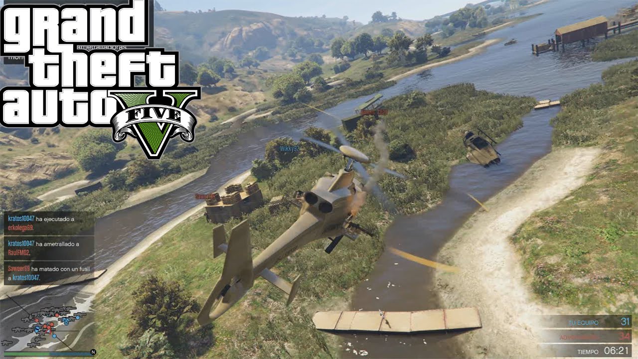 GTA V DOS MANCOS CON LOS VEHICULOS DE GUERRA, MENUDO COLATERAL! xFaRgAnx