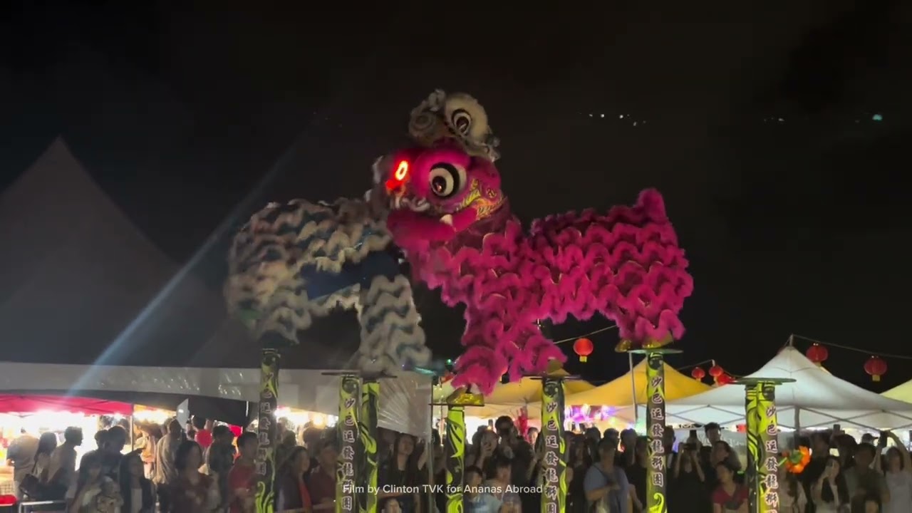Likas CNY Night Market Double Lion Dance High Pole Performance #liondance #kotakinabalu #sabah #cny 