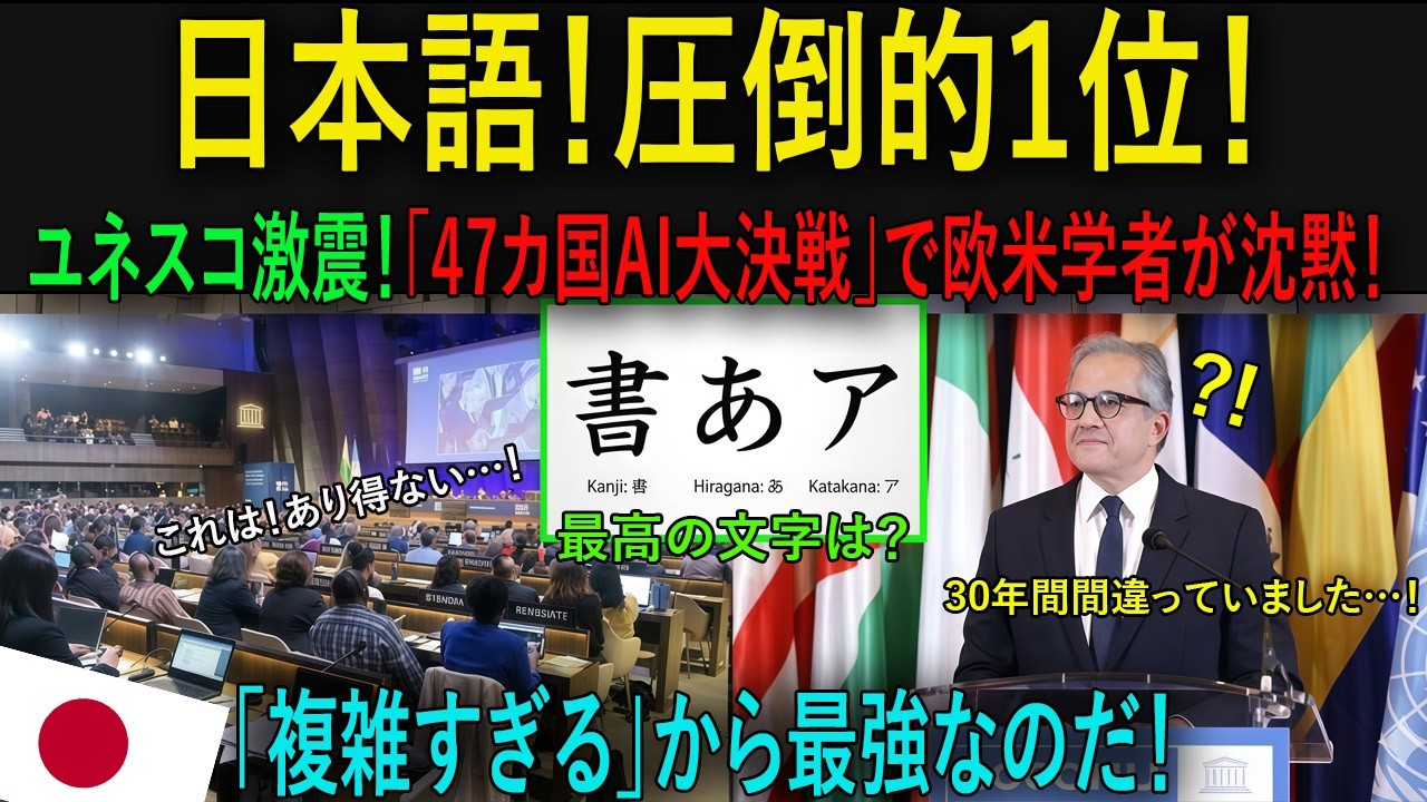 【海外の反応】「日本語は非効率か？」MIT言語学者の学術的挑戦。ユネスコAIの47文字体系分析が実証した究極の認知効率