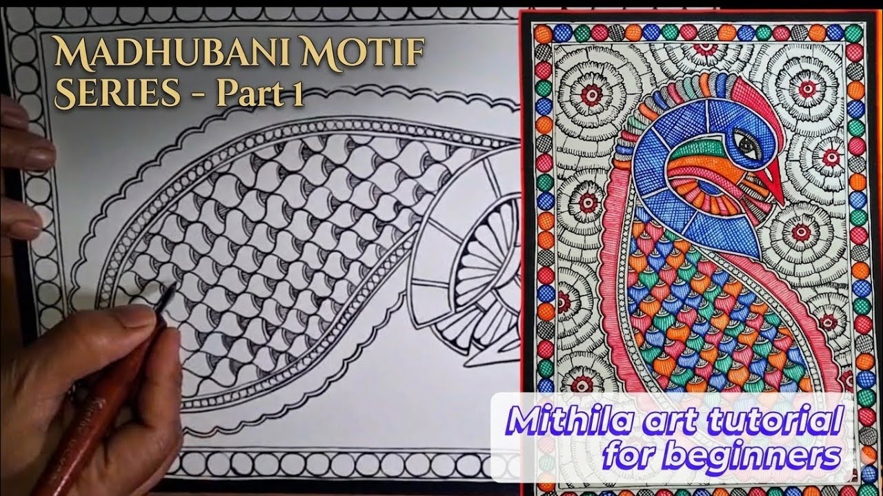 Madhubani motif series.........                                       Peacock 🦚 motif 