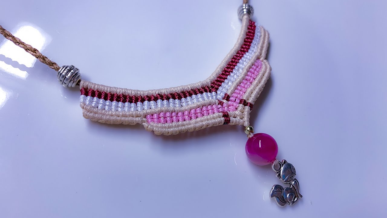 Macrame necklace tutorial in Boho style - DIY