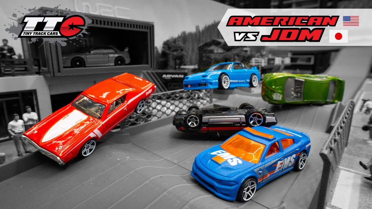 Я участвовал в гонках Hot Wheels American против JDM Cars на безумной трассе