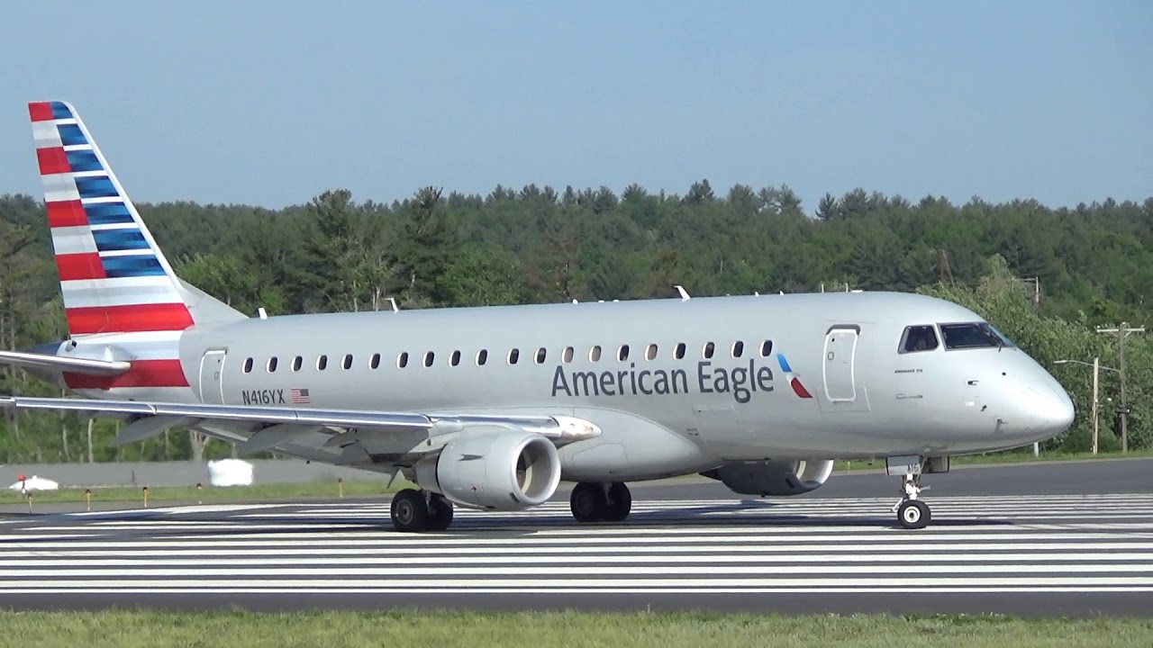American Eagle Embraer ERJ-175 Takeoff (KMHT)