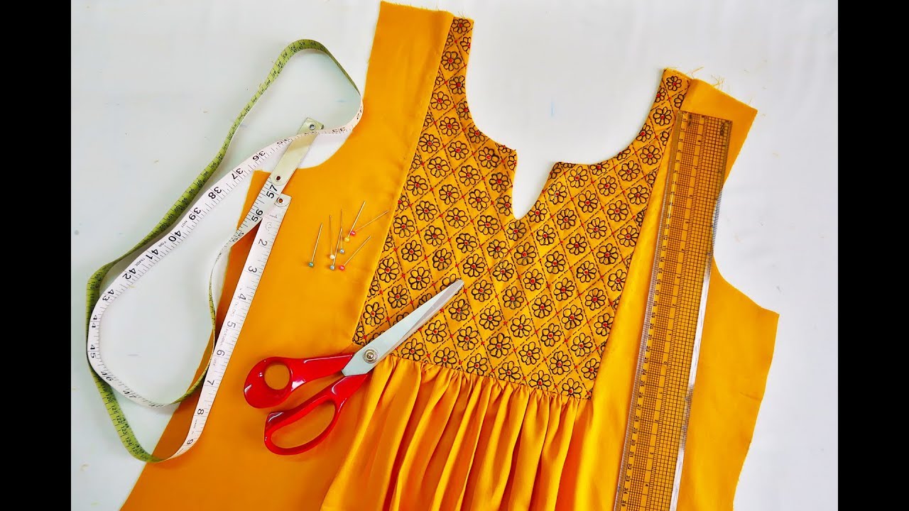 Stylish A - Line Top with Rectangle Yoke  | DIY Designer Yoke Top Cutting and Stitching