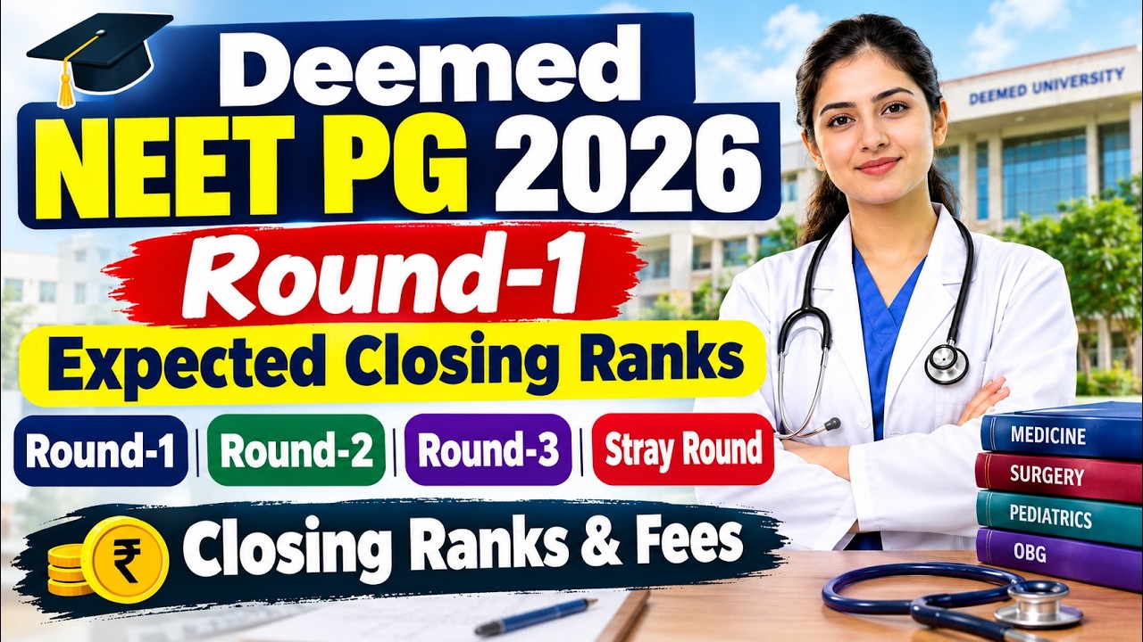 Deemed NEET PG 2026 Round-1 Expected Closing Ranks & Round-1,2,3 & Stray Round Closing Ranks & Fees