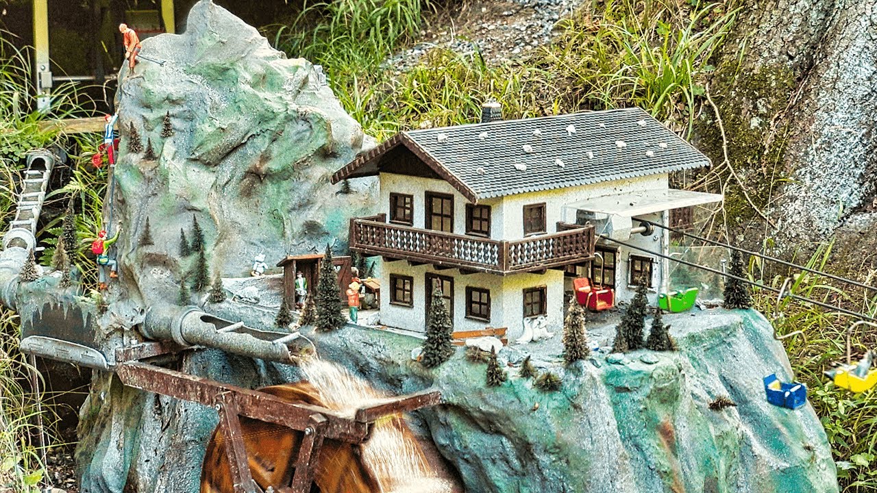 Water Wheel powered Miniature Diorama Village