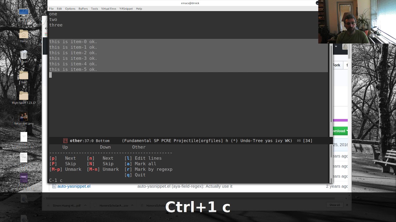 Using Emacs 46 - auto yasnippets