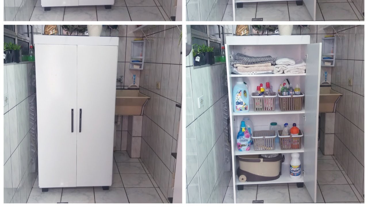 Armário multiuso para lavanderia feito com Portas de guarda roupas|faça você mesmo|sandra batista