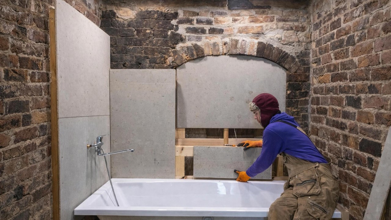 From 200-Year-Old Smoker Room to Bathroom (Cement Board Install)
