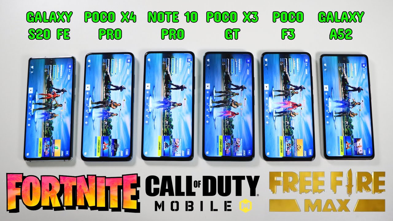 FORTNITE En Poco X4 Pro vs Poco F3 vs Note 10 Pro vs Poco X3 GT vs Galaxy S20 FE vs Galaxy A52 🔥😱