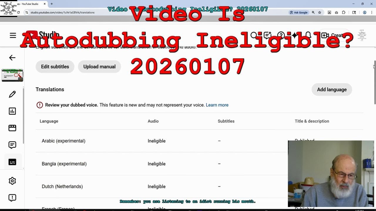 Видео не подходит для автоматического дублирования? 20260107