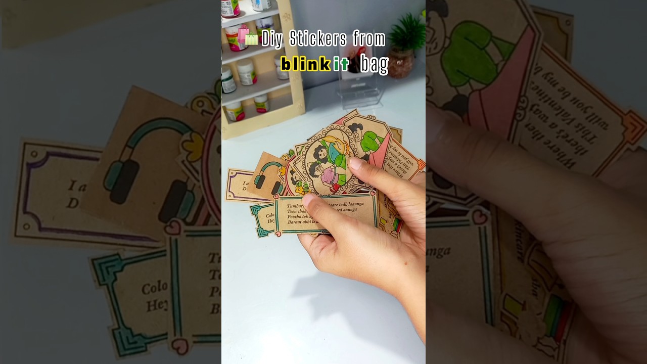 Making Stickers from blinkit paper bags✂️ 🛍 #explorepage #diy #viralvideo #papercraft #diysticker