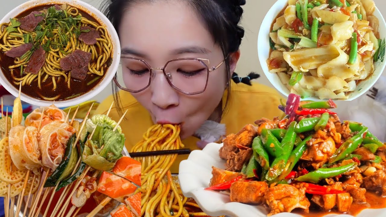 临汾的狗舌头面，牛肉丸子面，裹满麻酱的沾串滋味十足！路边美食层出不穷！【逛吃小猪猪】